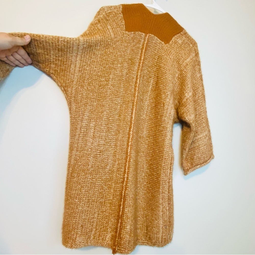 Mystree Tan and Brown Open-Front Long Cardigan - Picture 3 of 7